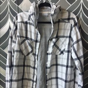 Columbia hooded lined button up flannel